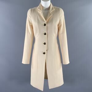 AZADEH Size M Cream Black Silk Blend Coat